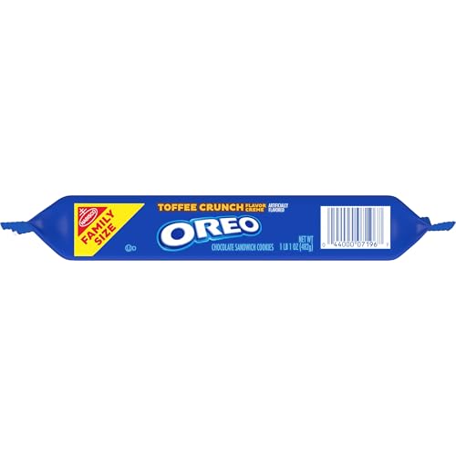 OREO Toffee Crunch Creme with Sugar Crystals Chocolate Sandwich Cookies, Family Size, 17 oz