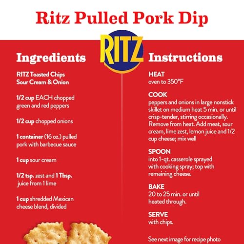 RITZ Toasted Chips Sour Cream and Onion Crackers, Party Snacks, 8.1 oz