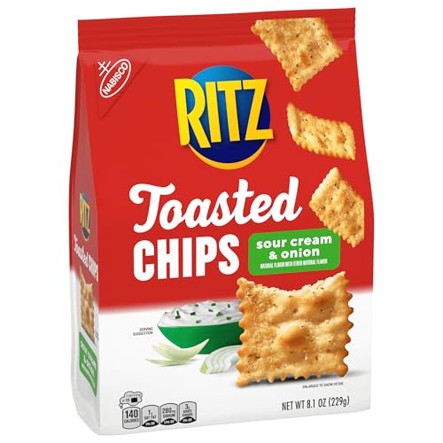 RITZ Toasted Chips Sour Cream and Onion Crackers, Party Snacks, 8.1 oz