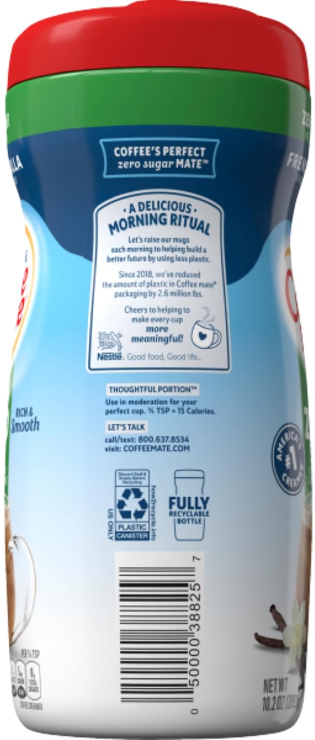 COFFEE-MATE French Vanilla Zero Sugar Powder Coffee Creamer 10.2 oz. Canister (Pack of 2)