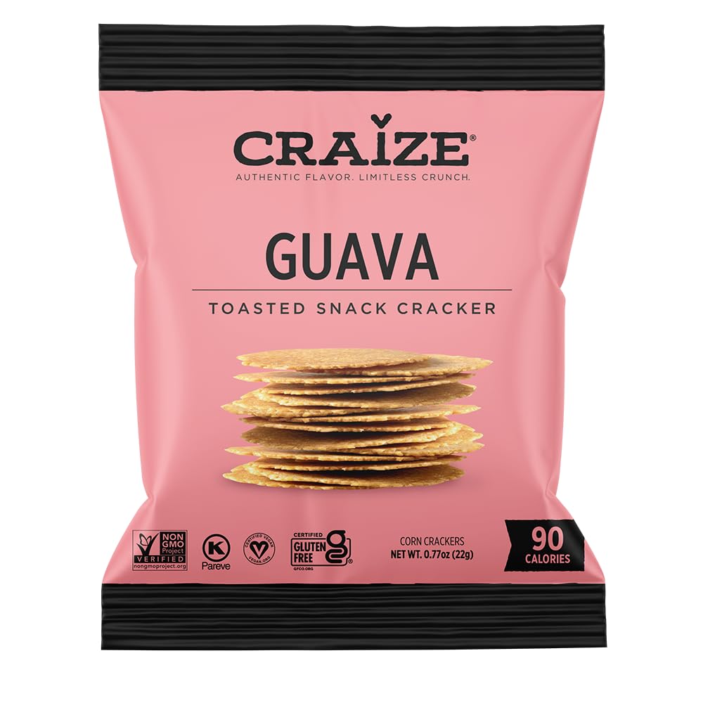 Craize Guava Crisps | Gluten Free, Vegan, Kosher, Toasted Corn Crackers | 4 oz each
