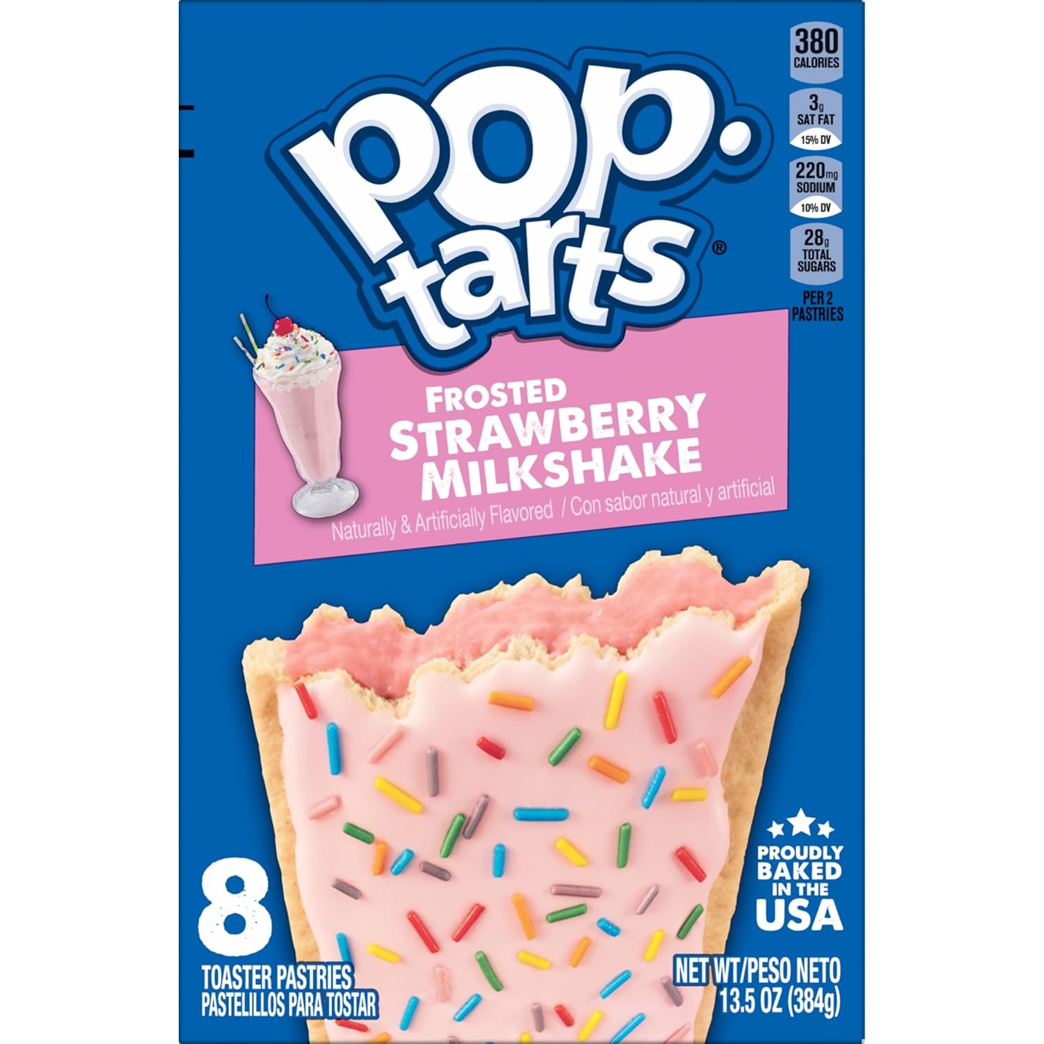 Pop-Tarts Toaster Pastries, Breakfast Foods, Kids Snacks, Frosted Strawberry Milkshake (8 Pop-Tarts)