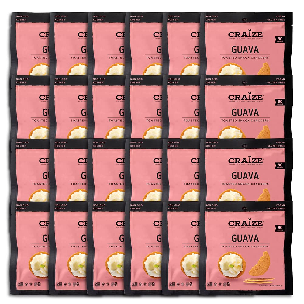 Craize Guava Crisps | Gluten Free, Vegan, Kosher, Toasted Corn Crackers | 4 oz each
