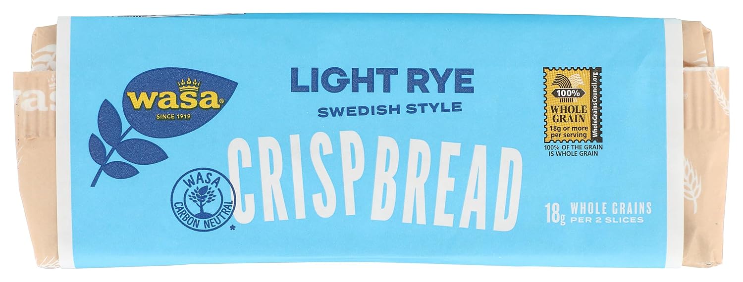 Wasa Light Rye Crispbread, 9.5 oz, Rye Crackers, Non-GMO Ingredients, Good Source of Fiber