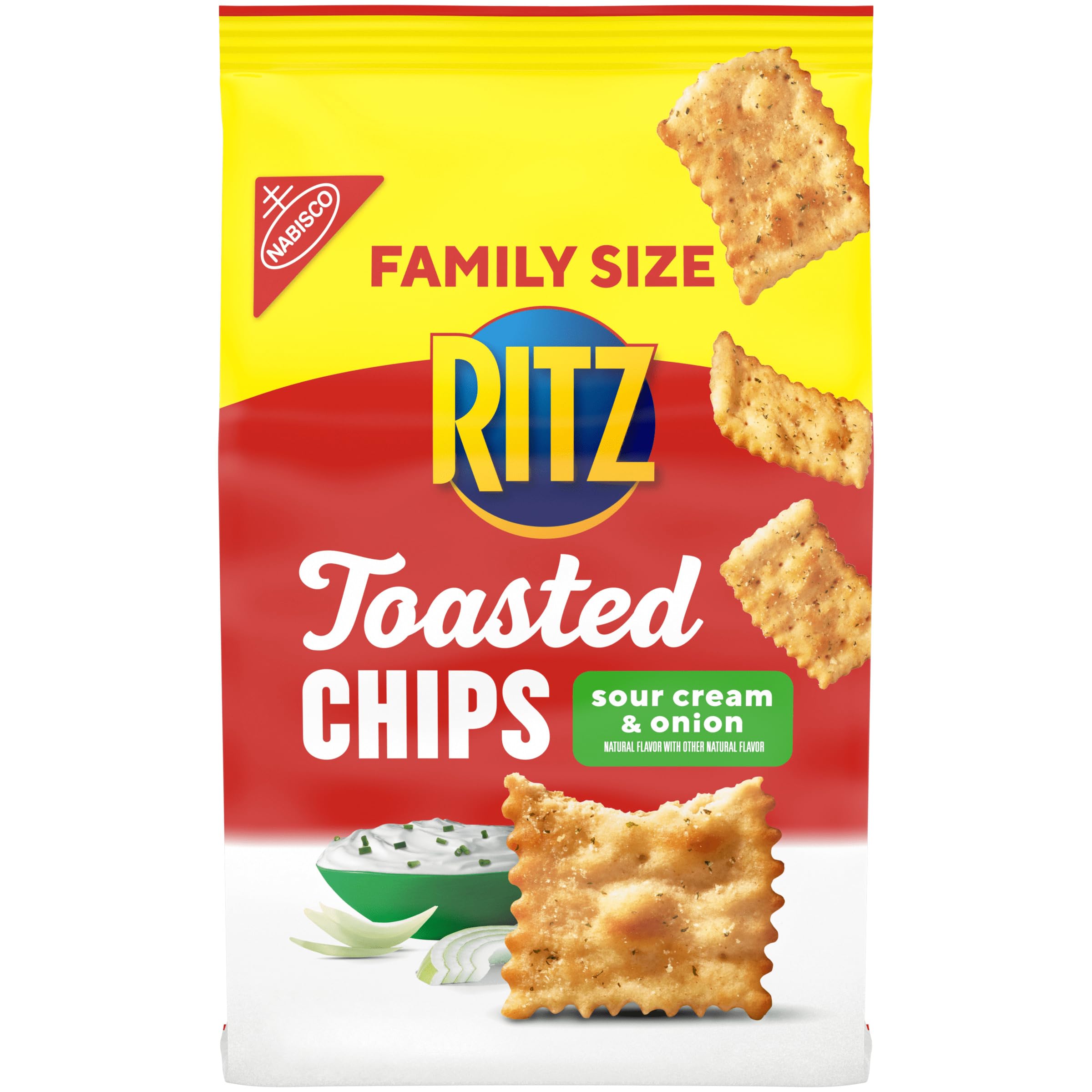 RITZ Toasted Chips Sour Cream and Onion Crackers, Party Snacks, 8.1 oz