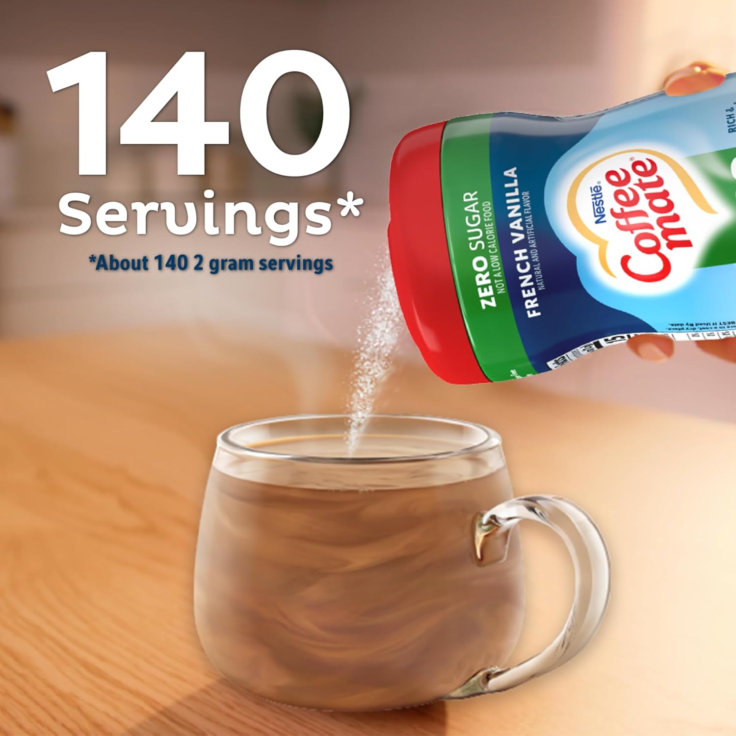 COFFEE-MATE French Vanilla Zero Sugar Powder Coffee Creamer 10.2 oz. Canister (Pack of 2)