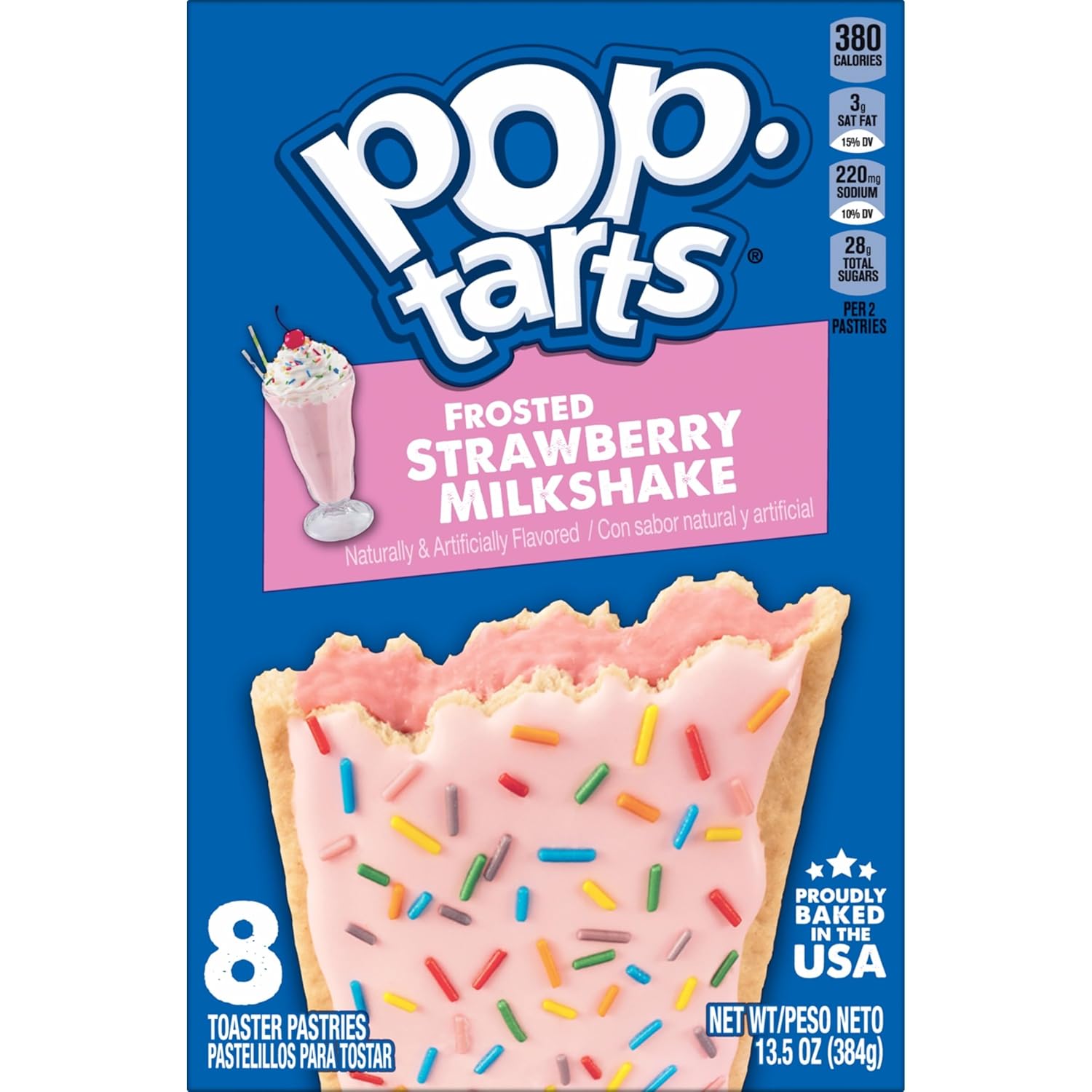 Pop-Tarts Toaster Pastries, Breakfast Foods, Kids Snacks, Frosted Strawberry Milkshake (8 Pop-Tarts)