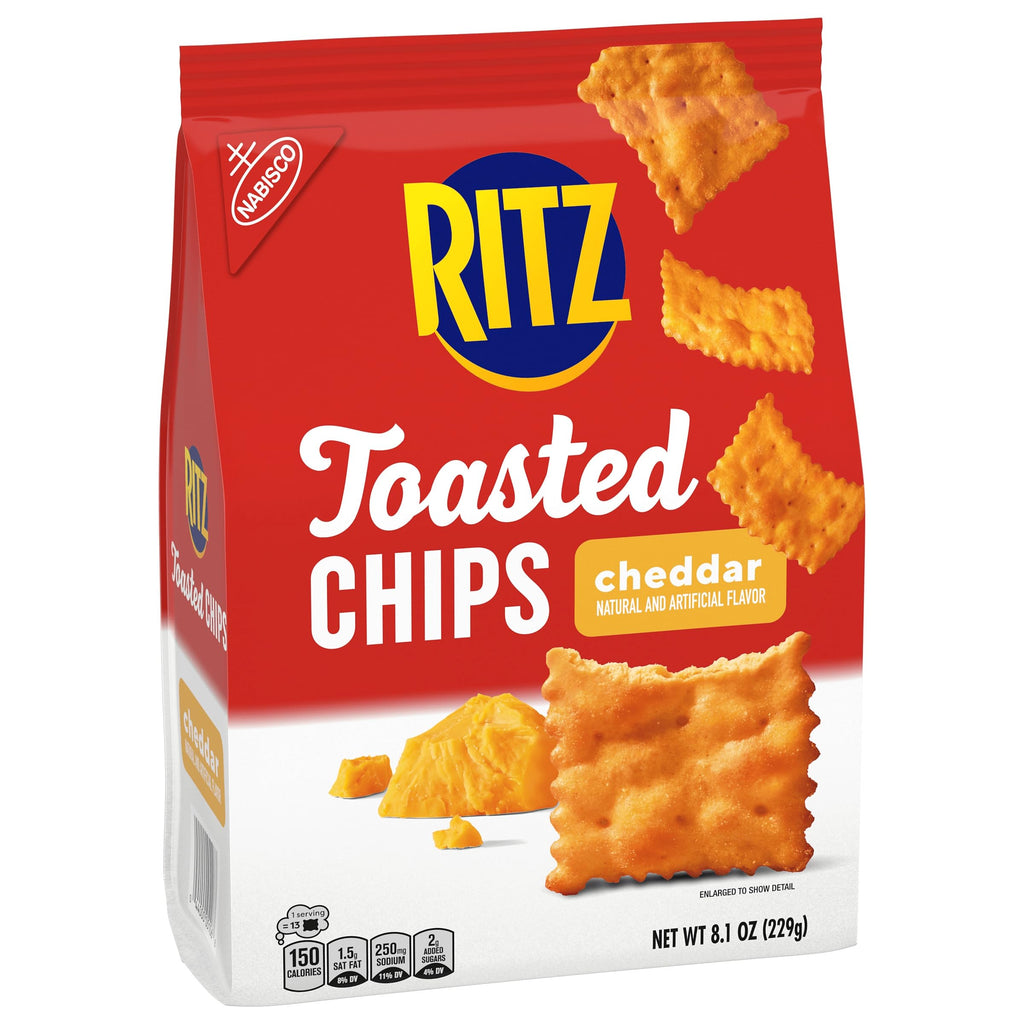 RITZ Toasted Chips Sour Cream and Onion Crackers, Party Snacks, 8.1 oz