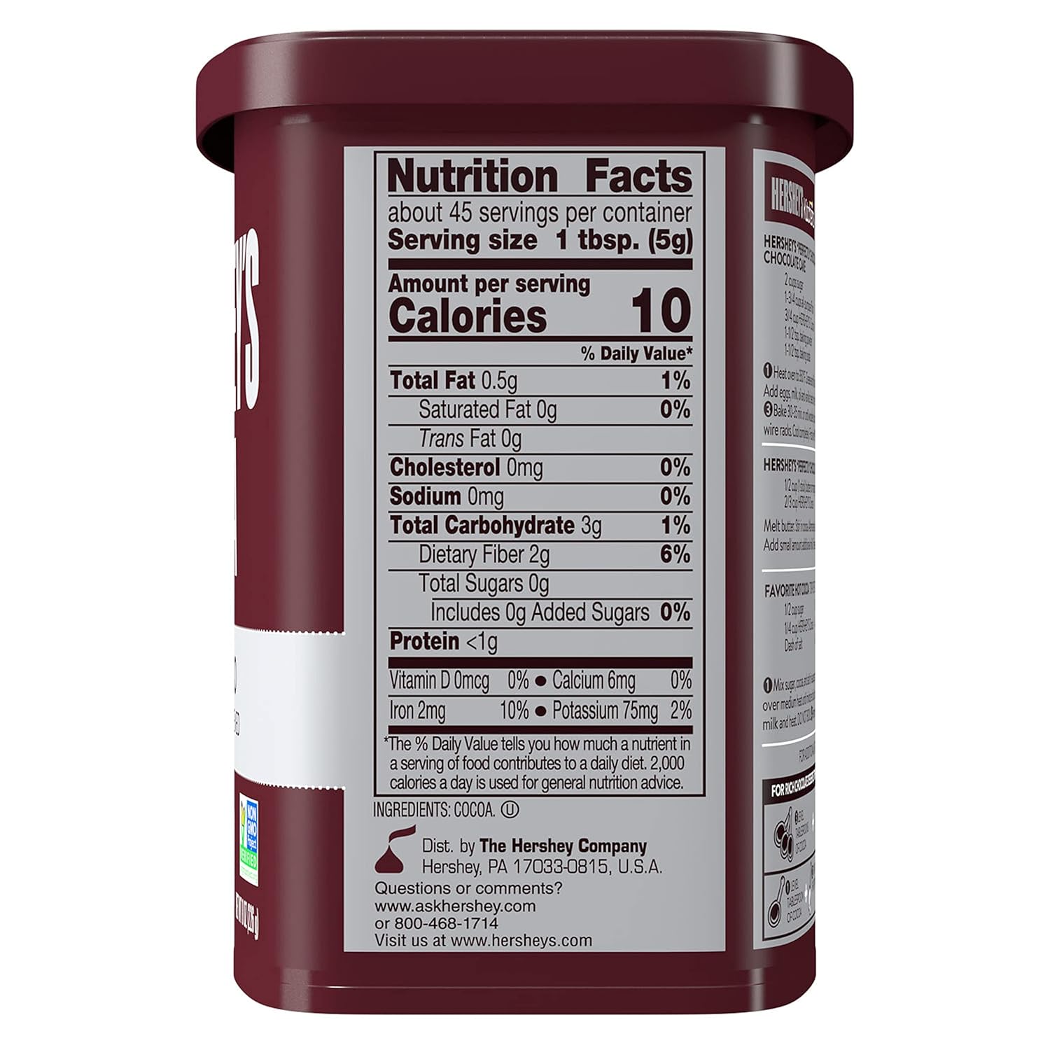 HERSHEY'S Natural Unsweetened Cocoa Powder Can, 8 oz