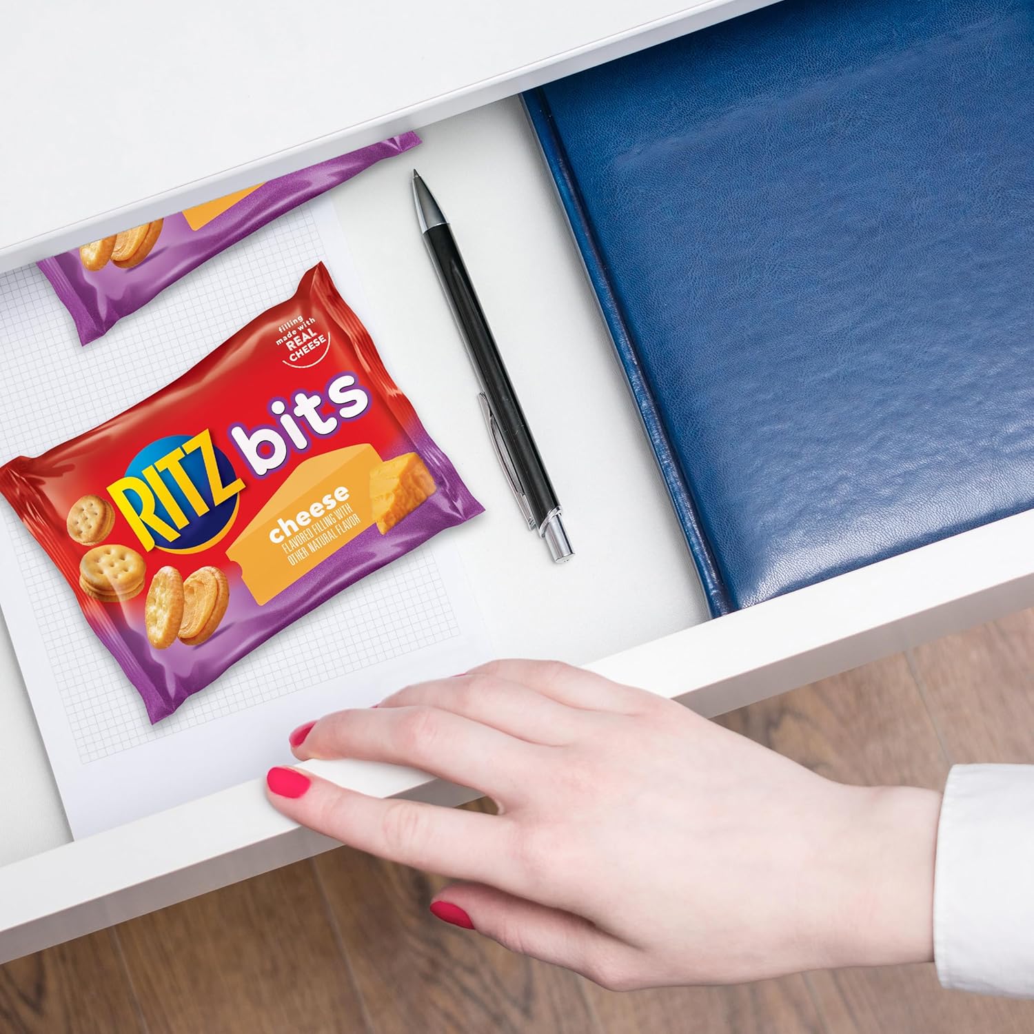 RITZ Bits Cheese Sandwich Crackers, Lunch Snacks, 10 Snack Packs