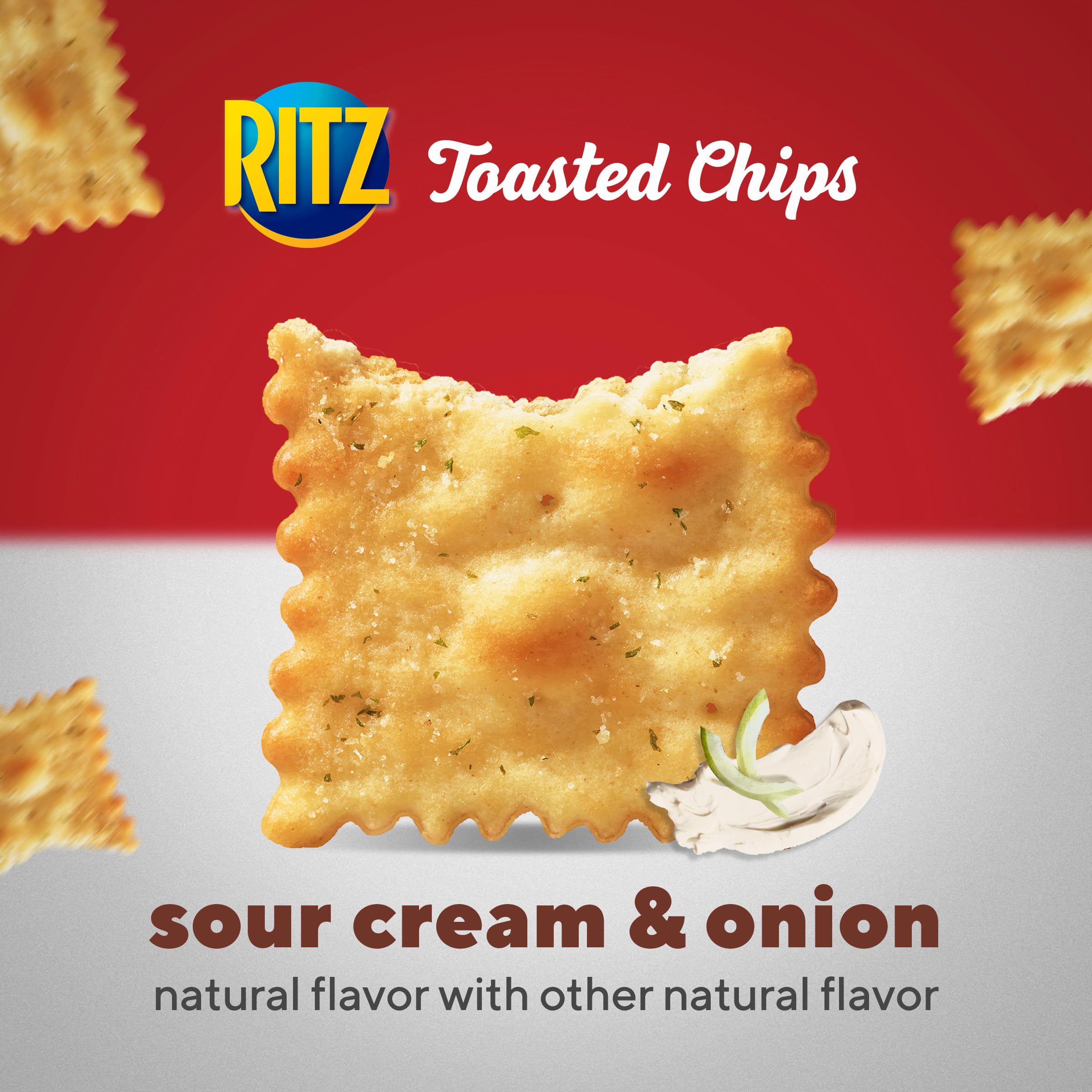 RITZ Toasted Chips Sour Cream and Onion Crackers, Party Snacks, 8.1 oz