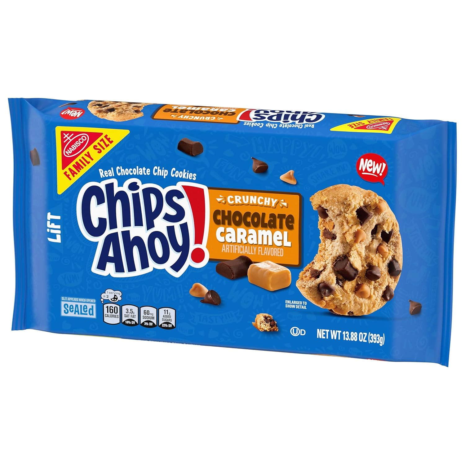 CHIPS AHOY! Crunchy Chocolate Caramel Chocolate Chip Cookies, Family Size, 13.88 oz