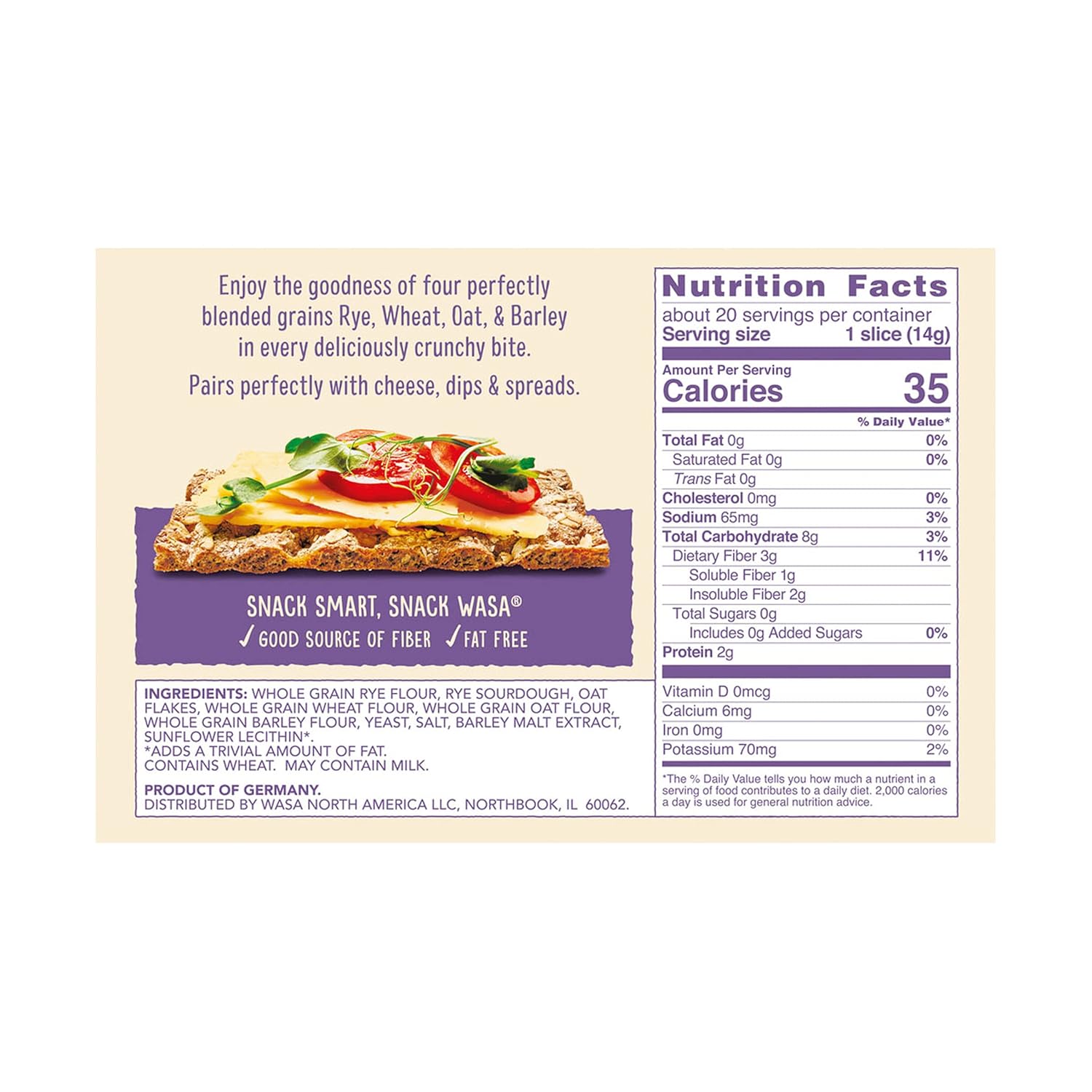 Wasa Multi Grain Crispbread, 9.7 oz, Crackers, Non-GMO Ingredients, Good Source of Fiber