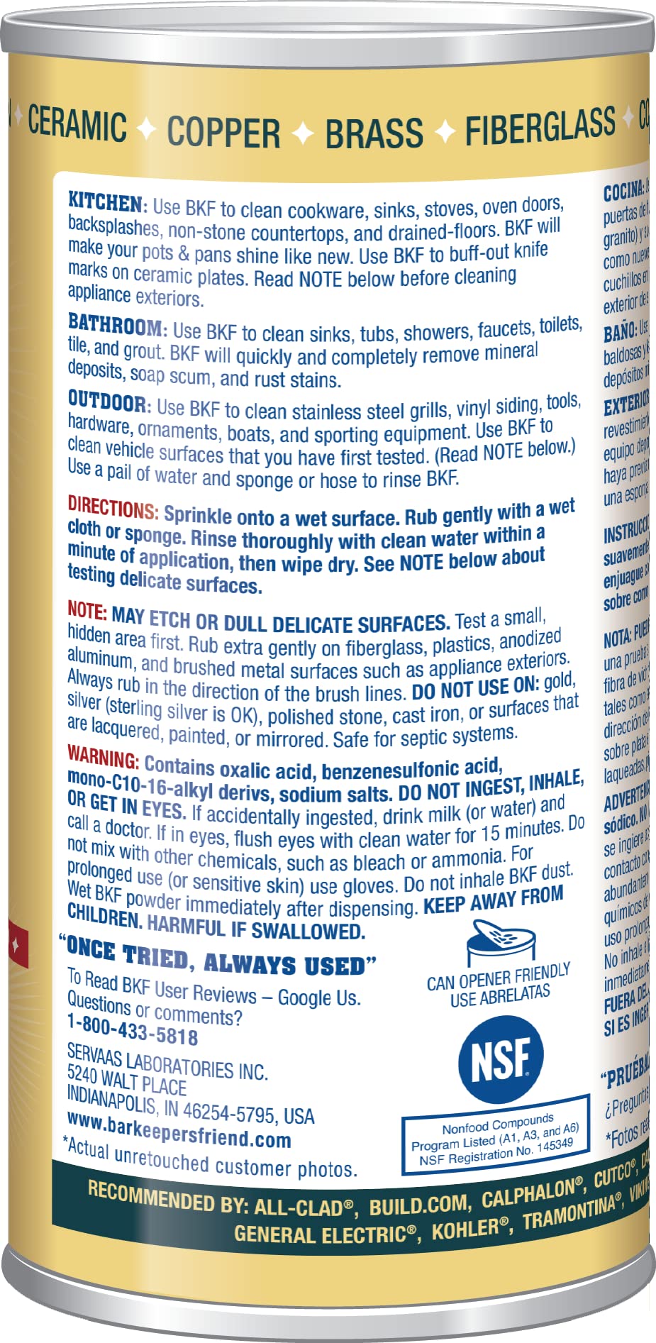 Bar Keepers Friend Powder Cleanser (12 oz - 4-pack) - Multipurpose Cleaner & Stain Remover - Bathroom, Kitchen & Outdoor Use - For Stainless Steel, Aluminum, Brass, Ceramic, Porcelain, Bronze and More