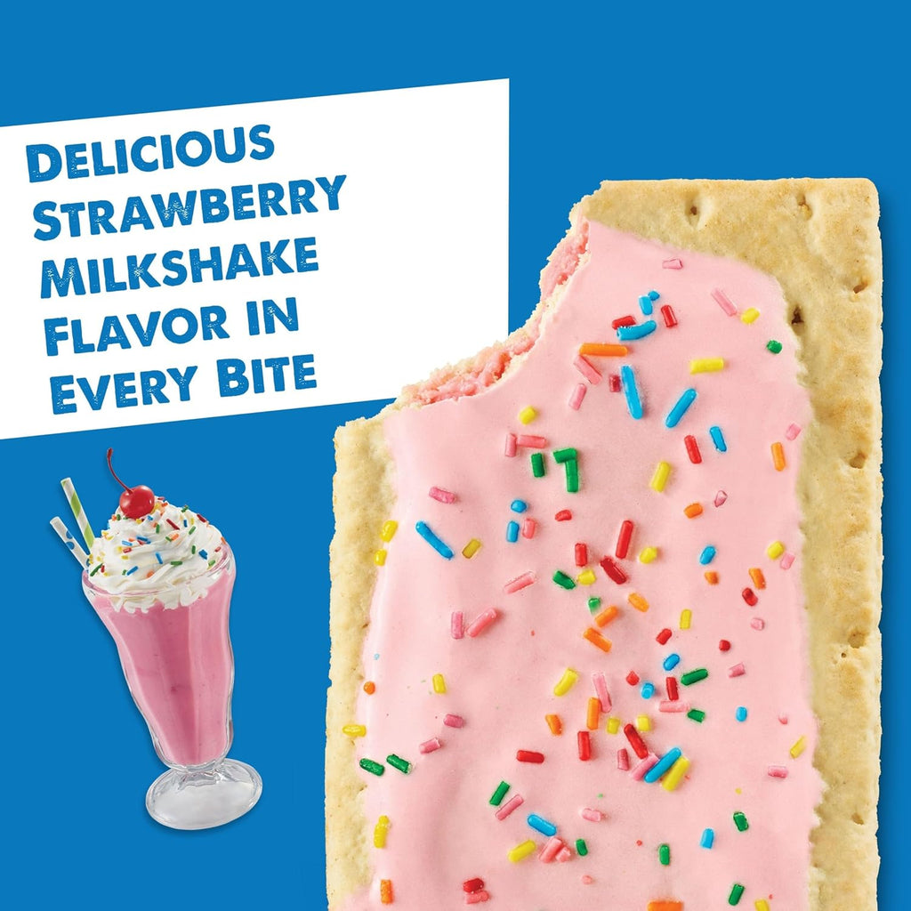 Pop-Tarts Toaster Pastries, Breakfast Foods, Kids Snacks, Frosted Strawberry Milkshake (8 Pop-Tarts)