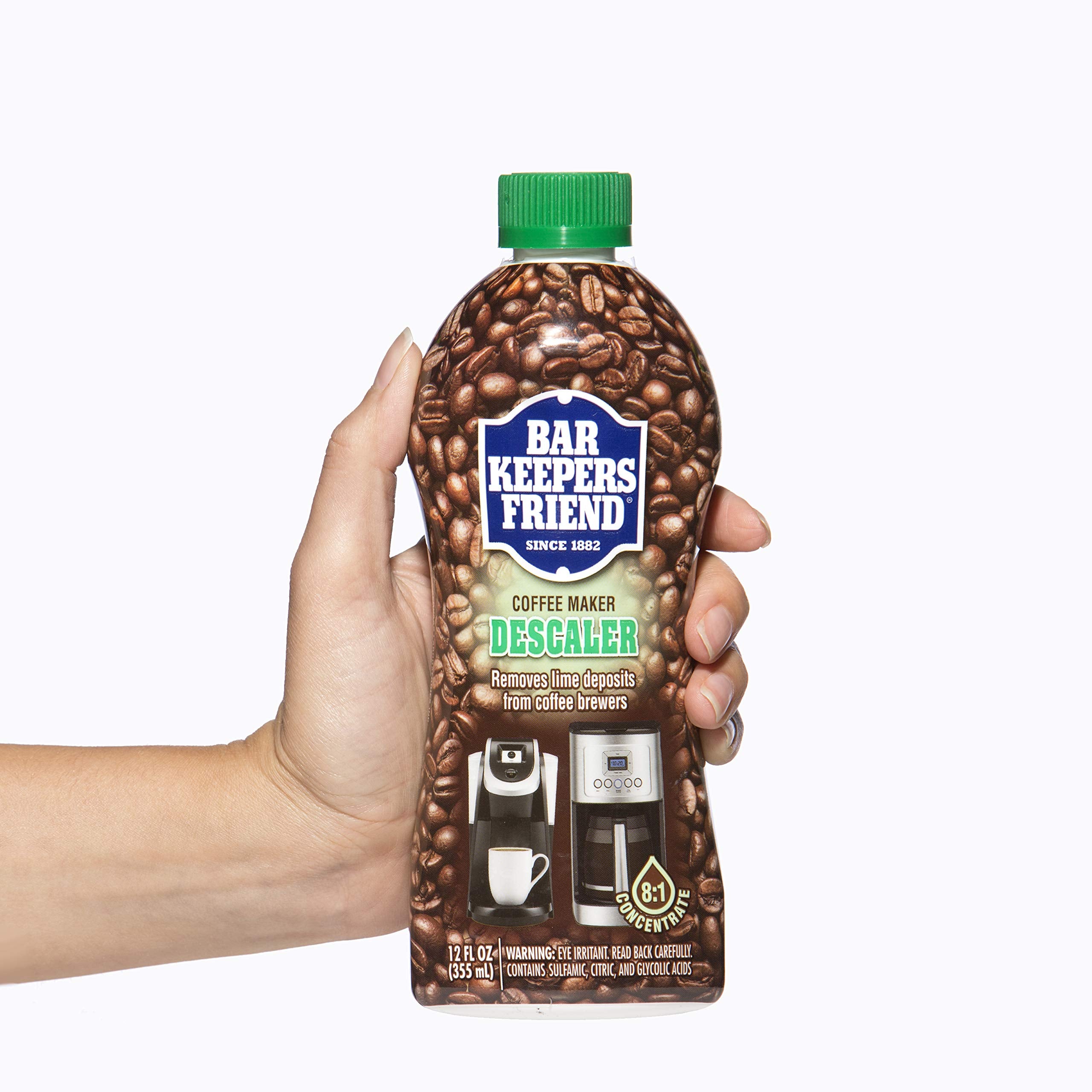 Bar Keepers Friend Coffee Maker Descaler (12 oz) - Removes Mineral Deposits from Espresso Makers and Automatic Drip and Single-Cup Coffee Makers