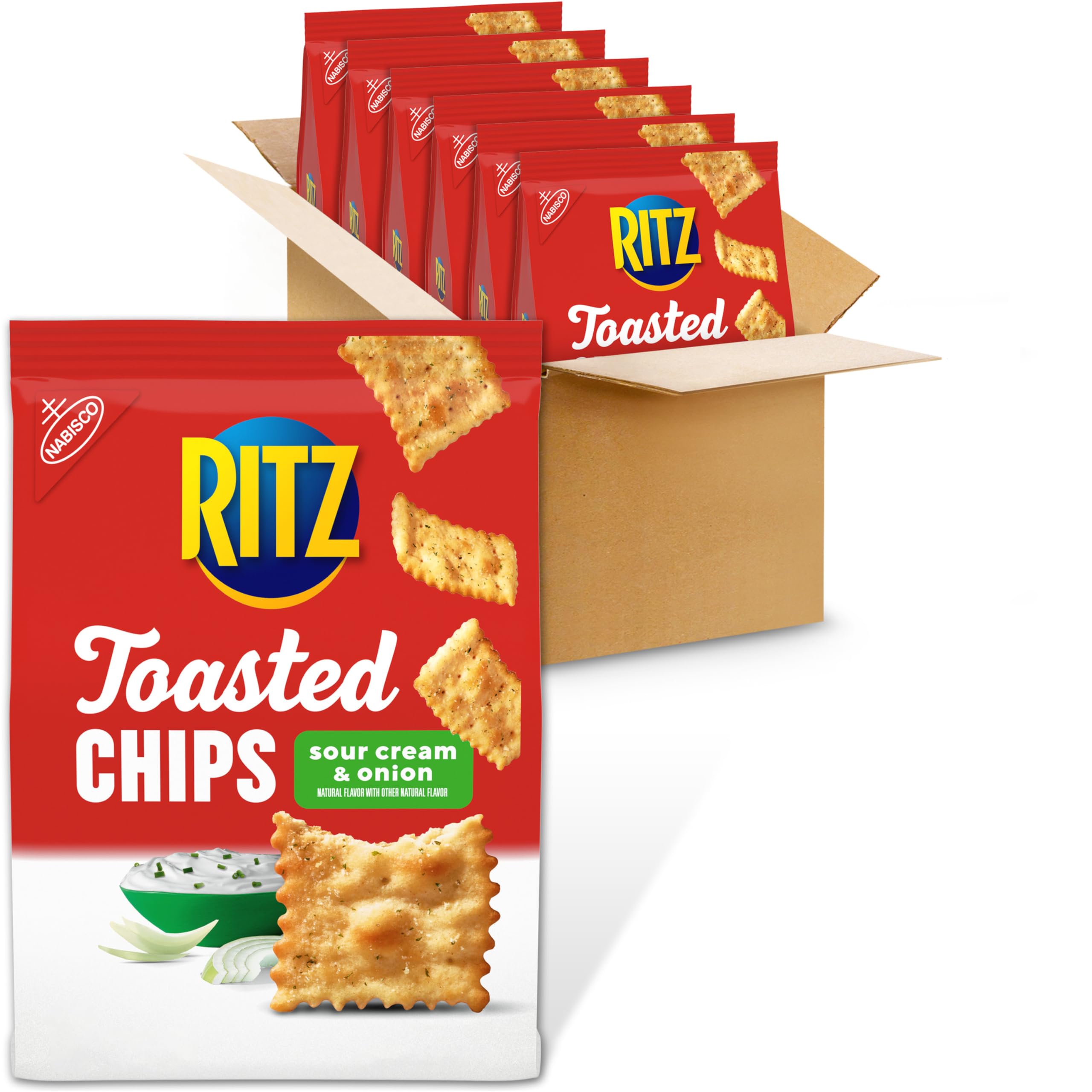 RITZ Toasted Chips Sour Cream and Onion Crackers, Party Snacks, 8.1 oz