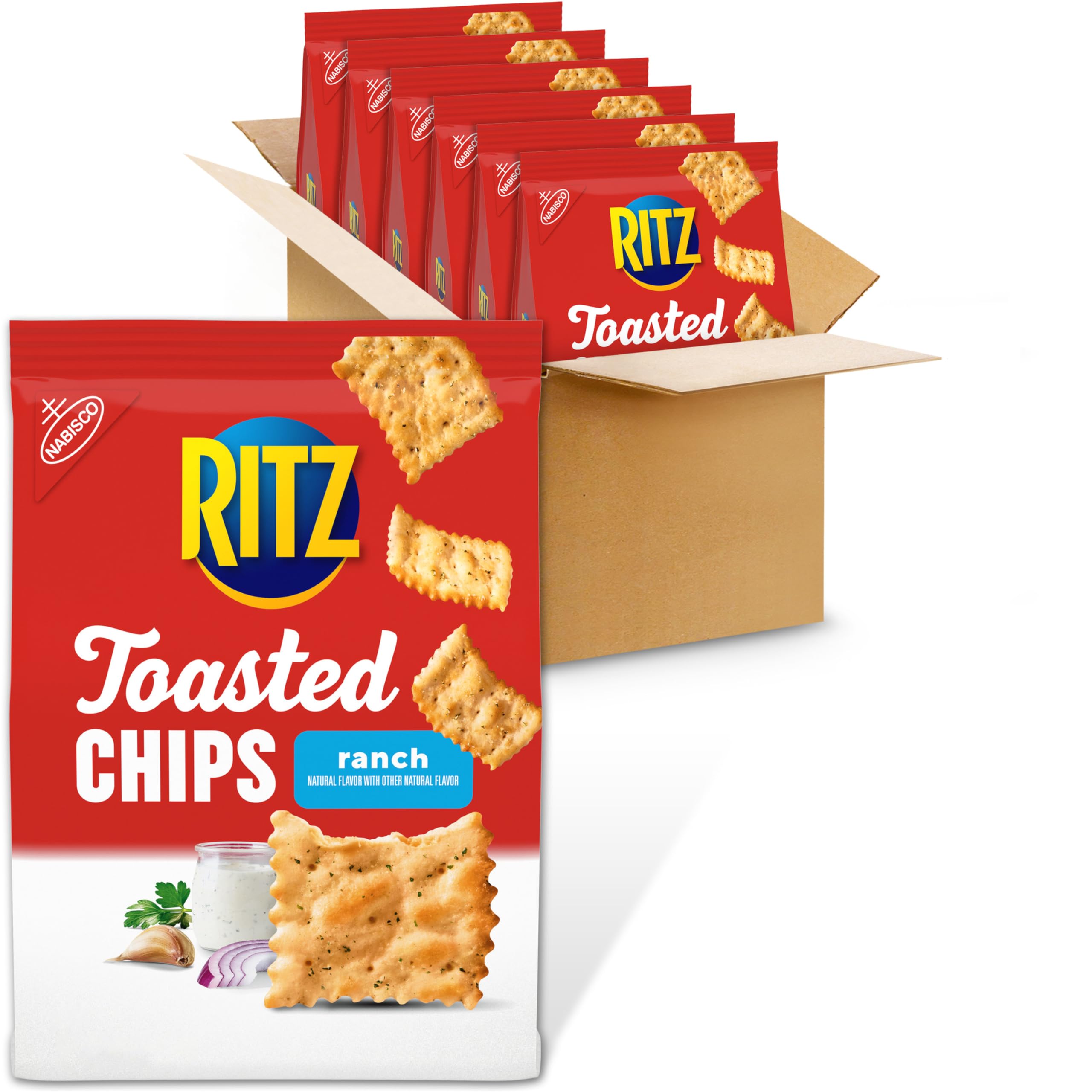 RITZ Toasted Chips Sour Cream and Onion Crackers, Party Snacks, 8.1 oz