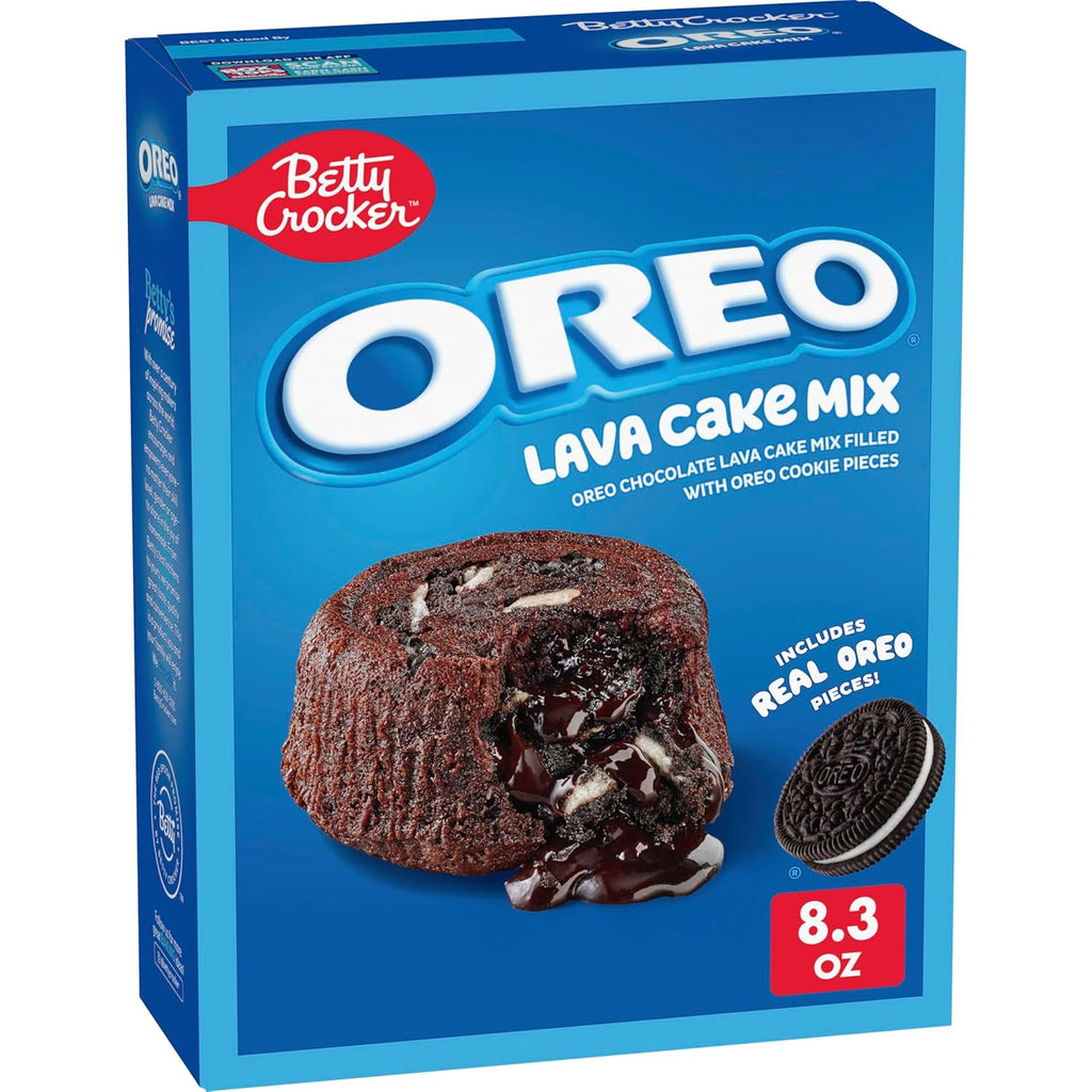 Betty Crocker OREO Lava Cake Mix, Chocolate Lava Cake Baking Mix With OREO Cookie Pieces, 8.3 oz