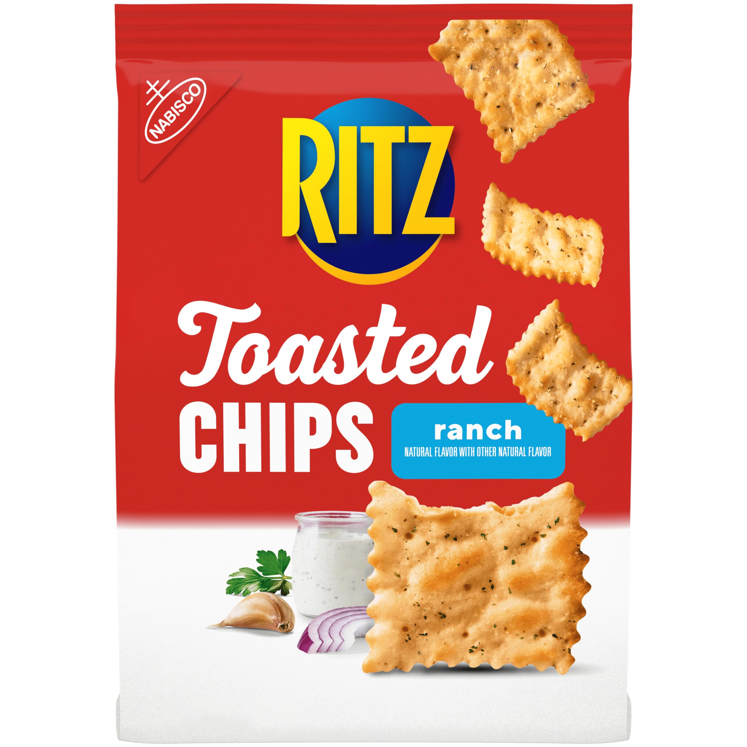 RITZ Toasted Chips Sour Cream and Onion Crackers, Party Snacks, 8.1 oz