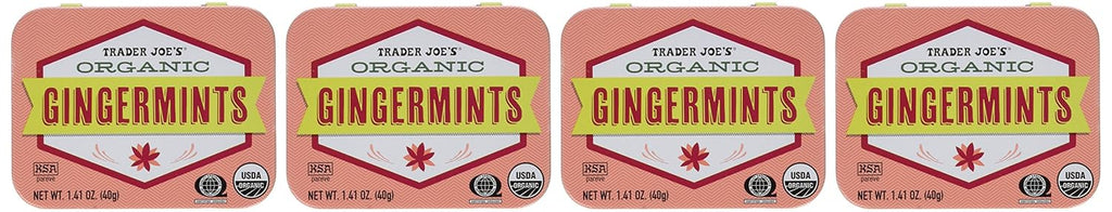 Trader Joe's Organic Gingermints, 1.41 oz Tin (Pack of 4) Gluten Free Vegan