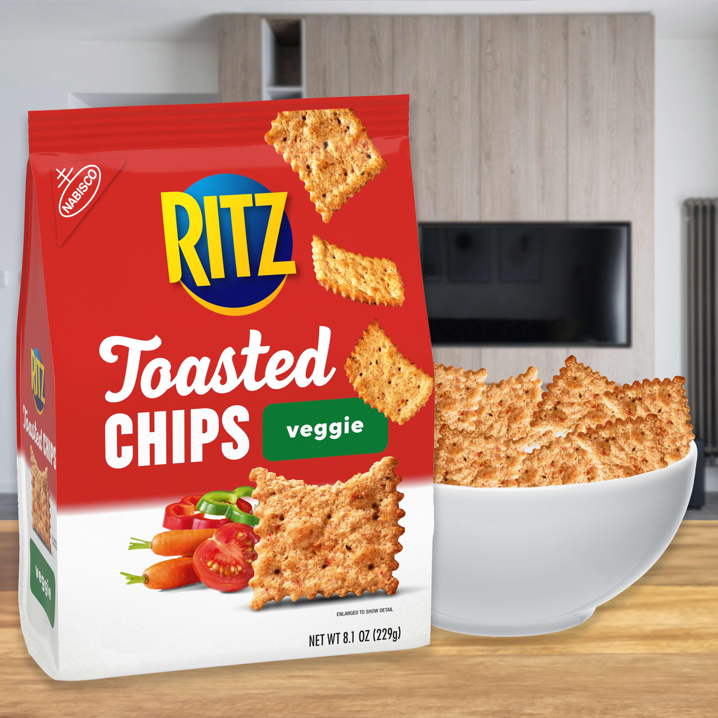 RITZ Toasted Chips Sour Cream and Onion Crackers, Party Snacks, 8.1 oz
