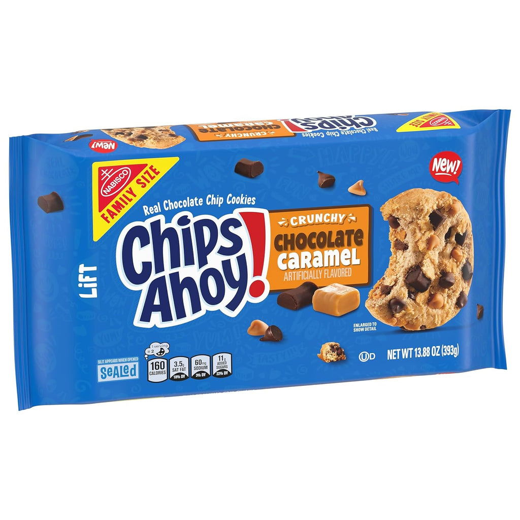 CHIPS AHOY! Crunchy Chocolate Caramel Chocolate Chip Cookies, Family Size, 13.88 oz