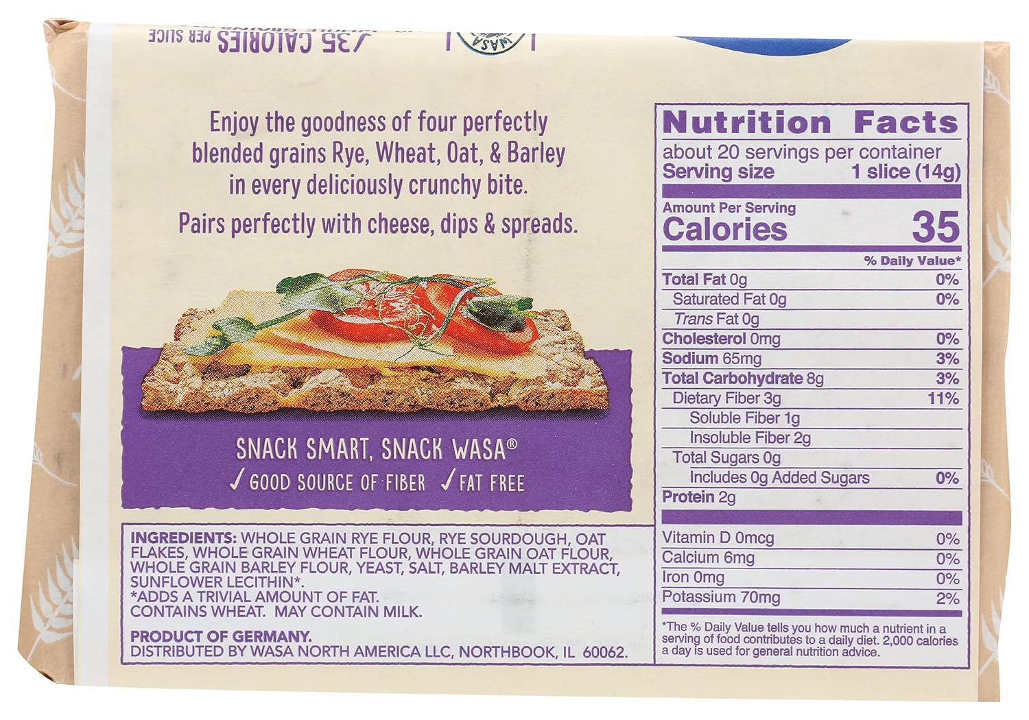 Wasa Multi Grain Crispbread, 9.7 oz, Crackers, Non-GMO Ingredients, Good Source of Fiber