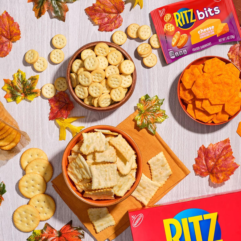 RITZ Bits Cheese Sandwich Crackers, Lunch Snacks, 10 Snack Packs